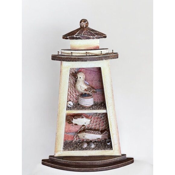Vintage Wooden Lighthouse Shadowbox Wall/Table Decor - Picture 3 of 7